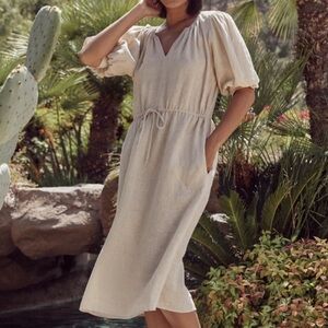 Velvet Tan Puff Sleeve Sundress